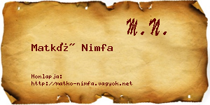 Matkó Nimfa névjegykártya